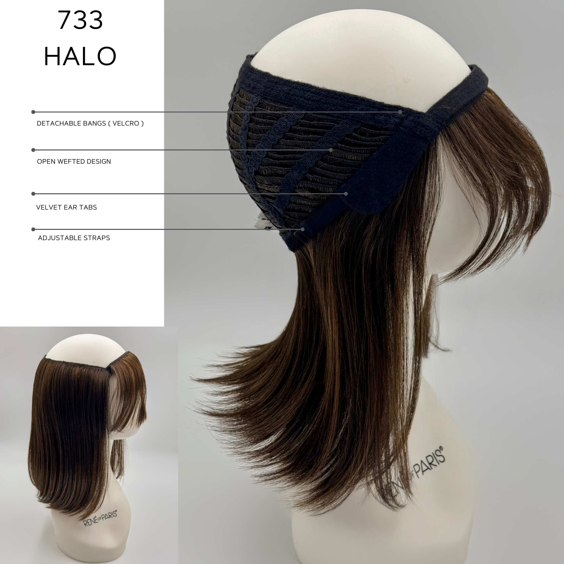 ROP Halo Top Piece | Synthetic Hair Topper with Fringe | Bon Bon Wigs
